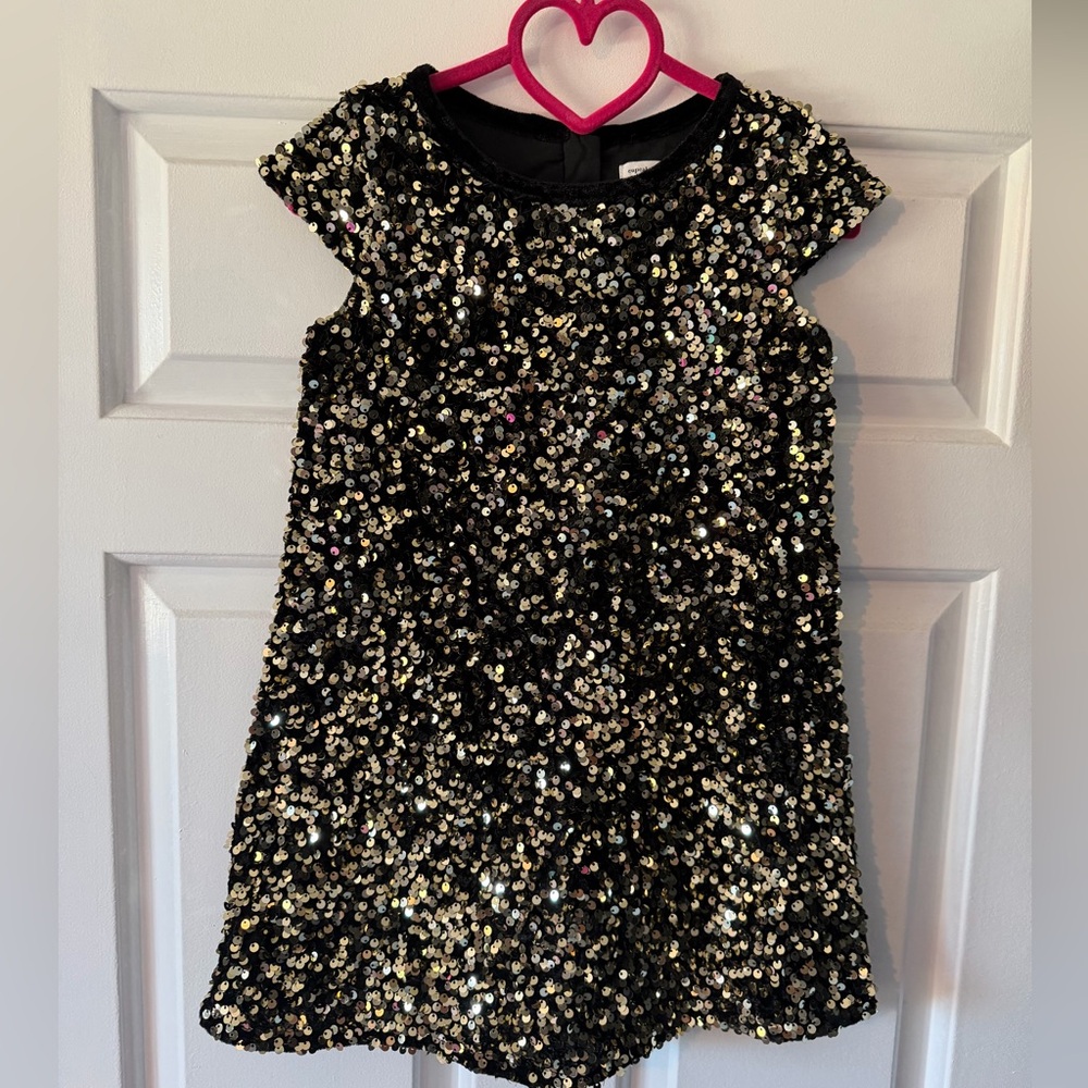 cupcakes & cashmere Black and Gold Sequin Kids Dress
